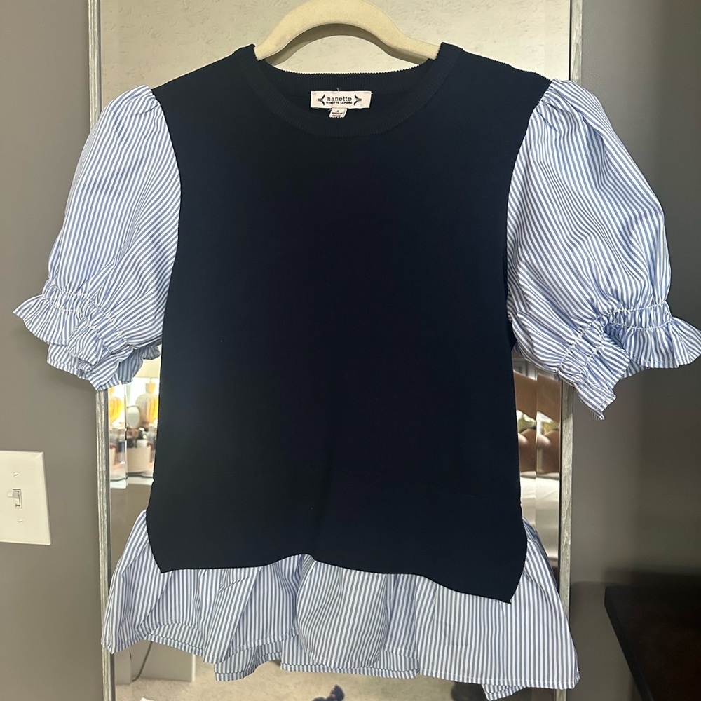 Nanette Lepore Navy Knit Top